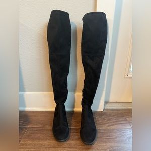 Sam Edelman Over the Knee High Solid Black Drawstring Boots